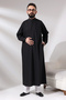 Men's Black Sycamore Hajj and Umrah Dress Long Neck Dagron Fabric Fistan - 6