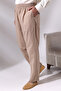 Men's Beige Çınar Relaxed Cut Elastic Waist Hajj and Umrah Linen Shalwar Trousers