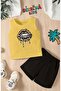 Leopard Lip Printed Shorts Tee Unisex Children's Set