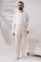 Men's Cream Plane Tree Relaxed Cut Elastic Waist Hajj and Umrah Linen Baggy Trousers - 2