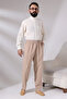 Men's Beige Çınar Relaxed Cut Elastic Waist Hajj and Umrah Linen Shalwar Trousers - 4