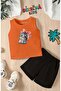 Minnoş Cat Printed Shorts Tee Unisex Children's Set