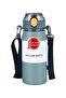 304 L Steel Blue 600 ml Flask with Strap and Straw Water Bottle Gin411Mv