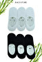 6-Piece Non-Slip Silicone Seamless Bamboo White-Black Men's Ballerina Socks - 3