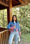 Women's Blue & Red Denim Contrast Double Color Detail, Front Buttoned Cuffed, Jeans Jacket - 3