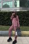 Women's Dried Rose Scuba Fabric, Loose Cut, Hooded Sweatshirt Blouse - 4