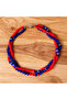 Navy Blue Agate Red Crystal 3 Row Communication, Expression and Mental Clarity Necklace - 3