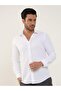 Men's Slim Fit Long Sleeve White Shirt - 4
