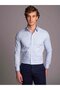 Light Blue Men's Extra Slim Fit Plain Classic Collar Long Sleeve Shirt - 2