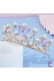 Butterfly Pearl Zircon Stone Girl's Princess Crown Gold- Tiara Birthday Party Crown Hair Band Buckle - 3