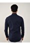 Men's Slim Fit Long Sleeve Navy Blue Shirt - 5