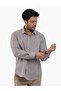 Men's Regular Fit Button-Down Collar Long Sleeve Brown Shirt - 4