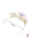 Butterfly Pearl Zircon Stone Girl's Princess Crown Gold- Tiara Birthday Party Crown Hair Band Buckle - 5
