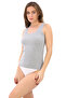 Tutku Women's Gray 3 Pack Cotton Ribbed Thick Strap Body Undershirt - 6