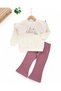 Girl's Oversize A-Line Cut Bottom and Top Set with Corduroy Leggings - 2