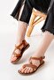 205-09 Tan Orthopedic Genuine Leather Women's Sandals - 3