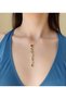 Women's Colorful Stone Y Necklace Stainless Steel - 3