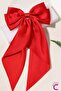 Large Red Satin Automatic Bow Buckle 35cm - Long Bow Ribbon Clip Scarf Hair Clip - 2