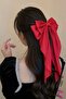 Large Red Satin Automatic Bow Buckle 35cm - Long Bow Ribbon Clip Scarf Hair Clip