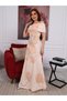 Elegant Pink Sequined Off-Shoulder Evening Gown with Floral Applique - Formal Maxi Dress - 7