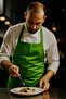 Green Cotton Gabardine Fabric Kitchen Cook Apron - 3