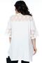 Lace Detailed V-Neck Front Stone Printed Short Sleeve Slit Blouse - 5