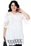 Lace Detailed V-Neck Front Stone Printed Short Sleeve Slit Blouse - 2