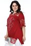 Stone Printed Lace Detailed V-Neck Short Sleeve Slit Tunic on the Front - 4