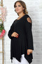 Special Design, Comfortable, Flowing, Tulle at the Neckline and Shoulders, Front Sequin Detail, Long Sleeves, Asymmetrical, Stretchy Tunic - 6