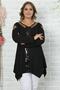 Special Design, Comfortable, Flowing, Tulle at the Neckline and Shoulders, Front Sequin Detail, Long Sleeves, Asymmetrical, Stretchy Tunic - 4