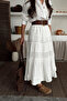 Women's White Laced Midi Length Skirt with Elastic Waist Vs00182 - 3