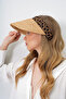 Women's Beige Leopard Patterned Straw Visor Hat Prmx14164 - 4