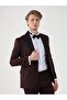 Men's Slim Fit Pointed Collar Long Sleeve Burgundy Tuxedo - 2