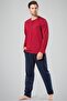 5454 Men's Long Sleeve Pajama Set-Burgundy - 2