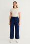 Lace Detailed Wide Leg Elastic Waist Linen Trousers