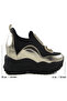 Almendra Gold Stretch Stone Hidden Wedge Heeled Casual Shoes - 2