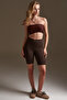 Women's High Waist Corded Brown Shorts - 7
