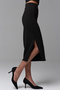 Women's Black Anthracite Slit Midi Skirt - 6
