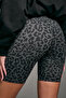Women's High Waist Ribbed Leopard Patterned Black Anthracite Shorts - 5