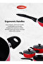 Pressed Aluminum Nonstick Cookware Set – 15 PCS – Red Shiny Exterior with Induction Bottom - 7