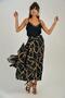 Women's Black Casual Chain Patterned Regular Cut Midi Length Skirt - 5
