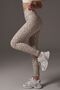 Women's Ribbed High Waist Leopard Patterned Gray Cream Tights