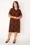 Women's Large Size Leopard Lace Detailed V-Neck Leopard Patterned Dress 65n29933 - 4