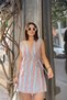 Petrol & Red Sleeveless, Linen, Double Breasted, Waist Tied, Dress Look Short Jumpsuit with Shorts Skirt - 5