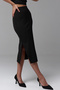 Women's Black Anthracite Slit Midi Skirt - 8