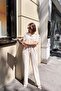 Beige Apache Collar, Short Sleeve, Linen/Airobin Fabric, Relaxed Fit, Half Placket, Drawstring Waist Jumpsuit - 3