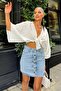 Blue High Waist Buttoned Pocket Mini Denim Skirt