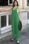 Women's Green Tie-Up Shoulder Detail, Anti-Sweat, Cotton, Imported Muslin Fabric, Casual Jumpsuit with Straps - 6