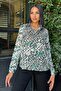 Green Leopard Print, Long Sleeve, Classic Fit, Satin Shirt - 5