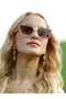 Geometric Beige Bone Frame Brown Glass Women Sunglasses Llt01 - 5